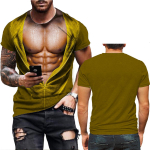 Muscle Body 3D Prindiga T-s&auml;rk Meeste Suvine T-s&auml;rk Riietus Mood T&auml;nava T-s&auml;rgid Naljakad lihamustriga l&uuml;hikeste varrukatega trendikad topid 2XL