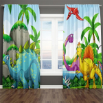 2 Paneeliga Joonisfilmiga Dinosaurus Kardinad Lastele Poistele T&uuml;drukute Magamistuppa Laste Elutuppa P&otilde;randast Laeni Akna Rulood cortina (70W185H)x2(CM)&Grommet Top