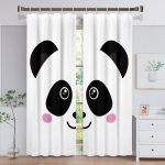 Bambusitr&uuml;kiga aknaviinad, V&auml;ikesed koomikakujulised pandakarud eksootiliste džunglitaimede illustratsioonil, Kardin k&ouml;&ouml;ki v&otilde;i magamistuppa 100W160H(CM)40x63in&Hook gray