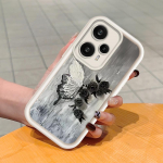 Pehme silikoonist ruudukujulise redeliga printimismustriga telefoni korpus, t&auml;iskaanega kaamera p&otilde;rutuskindel kaitse kummist &uuml;mbris Xiaomi Redmi jaoks Redmi 10 valge