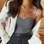 &Uuml;hev&auml;rviline Naiste Valge Top Varrukateta Peenike Rihm Kamisool Suvine Kamisool Tass J&auml;&auml;siid Mugav Kamisool L hall