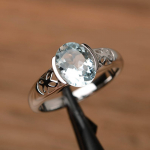 Naiste Sinine Akvamariinist Kivist S&otilde;rmus Ovaalse L&otilde;ikega 925 Sterling H&otilde;be M&auml;rtsi S&uuml;nnikivi Lubadus Pulma-aastap&auml;evaks Kandmiss&otilde;rmus 3 sinine