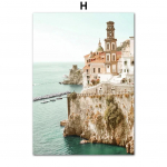 Itaalia Cinque Terre Merelinn Paat Viljapuu P&otilde;hjamaade Seinakunst L&otilde;uendimaaling Plakatid ja Prindid Elutoa sisustamiseks 21x30cm No Framed