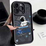 Astronaut Pattern p&otilde;rutuskindel &uuml;mbris Iphone 16 15 14 Pro Max Plus 13 12 Pro Max 11 Xr Xs X 8 7 Tpu pehme objektiivi kaitsega telefoni korpuse kate iPhone 15 must