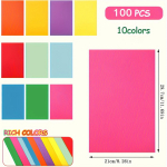 100 lehte 10 v&auml;rvi v&auml;rviline paber, A4-formaadis origami paber, kahepoolne tr&uuml;kkimine, peodekoratsioonid, meisterdamise koolipaber 100pcs 10colors
