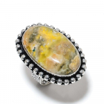 Bumblebee Jasper Gemstone Handmade 925 Sterling Silver Jewelry Ring Size 10 z1t56