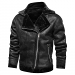 Nahkjakid Mantel Motorcylce Meeste vabaaja fliisist Pu-jakk Biker Soe nahk Vintage Business Motor Mens Faux samet Paks M