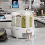 360&deg; p&ouml;&ouml;rlev suur kodumajapidamises kasutatav riisi&auml;mber, suletud putuka- ja niiskuskindel riisi hoiukast Kuiva teravilja &auml;mbri jaotur 12KG