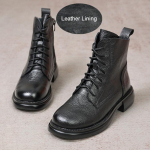 Talvised retrosaapad K&auml;sitsi valmistatud poolsaapad Ehtsast nahast kingad Naiste kingad Paelad Naiste nahast saapad 35