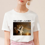 Suvine T-s&auml;rk Naiste Spoof Titanic Cat Printed Harajuku Naiste T-s&auml;rk Aesthetics Tee 2XL valge