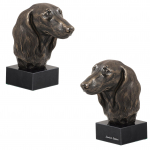 Dachshund Long-haired, Wiener dog, Badger dog - Dog statue, bust on stone base, sculpture, trophy for dog show by Art-Dog brand