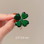 Lucky Clover Pross Prantsuse Vintage Smaragd Pross Fikseeritud riided Valgustusvastane Pin, &Auml;rge pandlaga