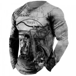 Vintage meeste pikkade varrukatega T-s&auml;rk 3D Retro Mootorratta &uuml;lisuured T-s&auml;rgid Pusa jaoks Biker Racing Top T-s&auml;rk meeste r&otilde;ivad M