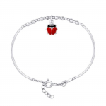 L&Eacute;A & ARTHUR - Bracelet Enfants Breloque COCCINELLE - Argent 925 Milli&egrave;mes Rhodi&eacute; - Longueur R&eacute;galable - Bijou Enfant