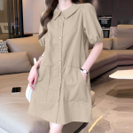 ZANZEA Women Casual turn Down Collar Summer Short Sleeve Dress S tumesinine v&auml;rv