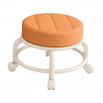 Madala &uuml;mmarguse rullikuga istmetaburet PU-nahast istme polsterdatud jalatugi 360 kraadi p&ouml;&ouml;rlev rulltool garaažisalongide p&ouml;&ouml;rdtool oranž