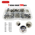 304 A2-70 roostevaba teras, 200 tk kuuskant nailonist sisestus, iselukustus Nylock lukustusmutri komplekti komplekt koos M2 M2,5 M3 M4 M5 M6 M8 - Dura