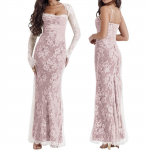 Kleit Maxi Kleit 2-osaline korsett Capelet Lilleline pehme v&otilde;rguga Seksikas &otilde;htukleit, r&auml;tikuga, n&ouml;&ouml;riga pitskorsett L