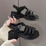 Paksu tallaga sandaalid Naiste suvised uued mugavad moodsad kingad 35 must