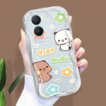 Armas koomiksimustriga kreemjas tekstuuriga korpus, lainelise servaga pehme silikoonkaanega telefoni&uuml;mbris Vivo jaoks Vivo Z1X valge