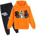 Lastele 3D kapuutsiga komplekt Skibidi tualett-puloveriga spordidress Speakerman Laste kampsun+p&uuml;ksid 170