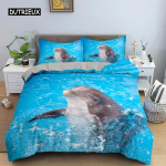 Dolphin tekikott 3D voodipesukomplekt poistele t&uuml;drukutele t&auml;iskasvanutele kuninganna kuninganna kodutekstiilid Marine Life pol&uuml;ester tekikott 70x133cm 2pcs