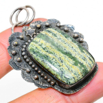 Banded Green Opal Handmade 925 Sterling Silver Gift Pendant 2.21 e0h84