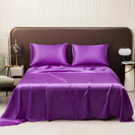 Satiinist siidist voodilina koos padjap&uuml;&uuml;riga &Uuml;heinimesevoodi/Kaheinimesevoodi/Queen-size/King-size Pealislinad &Uuml;hev&auml;rvilised lamedad voodilinad Siledad voodilinakomplektid Twin 2pcs gray