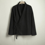 Hiina traditsiooniline riietus Kevad S&uuml;gis Puuvillane Linane S&auml;rk Meestele R&otilde;ivad Suur Suurus Vintage Vabaaja Hanfu Must Kardigan Top XXL must