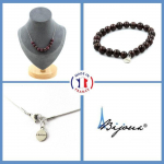 Pierres et Min&eacute;raux. Parure bijoux Bracelet Collier 10 Perles Grenat 8 mm. Chaine en acier Taille personnalisable.