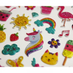 Autocollants r&eacute;utilisables - Relief 3D - &Eacute;t&eacute; - Paillettes