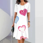 Uued Vestidos Naiste Kleitid Punane Tr&uuml;kitud Elegantne Vabaaja O-kaelusega L&uuml;hikeste Varrukatega Suvine Pikk Kleit Mood Naiste R&otilde;ivad 2024 S