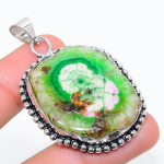 Green Solar Quartz Handmade 925 Sterling Silver Jewelry Pendant 1.97 v1m51