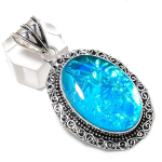 Natural Blue Triplet Opal 925 Sterling Silver Jewelry Pendant 2.25 z5f89