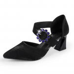Kristall Ruudukujulise Kontsaga Naiste Mules Uued Slingback Mary Janes Kingad Luksusbr&auml;ndi Kivist Kingad Naiste Pumbad 34 must