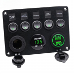 Paadi l&uuml;lituspaneel Auto l&uuml;lituspaneel Veekindel Digitaalne voltmeeter Kahekordne USB-port 12V Pistikupesa Kombinatsioon Mere LED Nuppl&uuml;litid 5-kohaline sinine