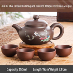 Tasuta kohaletoimetamine K&auml;sitsi valmistatud Yixingi lilla savi Zhuni teekann pallikujulise s&otilde;elaga - Kung Fu tee komplekt