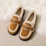 CRLAYDK Luksuslikud Talvised Naiste Kunstkarusnahast Voodriga Mokassiinid Mugav Sametist Slip-On Soojad V&auml;litingimustes Siseruumides Lamedad Loaferid Daamidele 38 beige