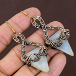 Rainbow Moonstone Handmade Copper Wire Wrap Jewelry Earring 2.95 d2h79