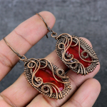 Garnet Handmade Copper Wire Wrap Jewelry Earring 2.76 o5n49