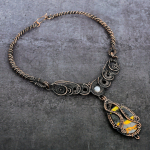 Bumble Bee Jasper Handmade Copper Wire Wrap Jewelry Necklace 18 g3w38