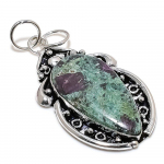Ruby in Fuchsite Gemstone Ethnic 925 Silver Gift Pendant 2.56 V4s37