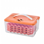 Kodumajapidamises kasutatav j&auml;&auml;kuubikuvorm j&auml;&auml;masin, press lihtsalt vabastatav j&auml;&auml;kuubikualuse s&uuml;gavk&uuml;lma konteiner koos hoiuruumiga 4 Layers 58 Grid Orange