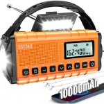 Uuenda 10000mAh H&auml;daolukorra Ilmaradio P&auml;ikeseenergial K&auml;siv&auml;ndaga AM/FM Kaasaskantav Raadio K&otilde;rvaklapipesa Taskulamp Lugemisvalgusti SOS oranž