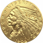 Kopeeri 24-K kullatud Ameerika USA 1908 KULD India poolkotka m&uuml;ntide kollektsiooni kuldm&uuml;ndid 1pcs