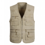 Meeste vest vabaaja jope kevade ja s&uuml;gise vaba stiiliga puuvillane mitme taskuga lukuga tuulekindel mantel, kraeta varrukateta jakk mehele, suurus L-10XL XL