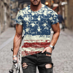 T-s&auml;rgid Meeste s&auml;rgid, Meeste Ameerika lipuga T-s&auml;rk Patriotic Tee l&uuml;hikeste varrukatega, lihaste treenings&auml;rgid XXXXL tumesinine