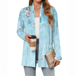 Naiste kerged kampsunid avatud esiosaga, pikkade varrukatega, vaba l&otilde;ikega, &otilde;hukesed kampsunid taskutega XL taevasinine v&auml;rv