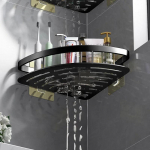 Vannitoa riiul alumiiniumsulamist &scaron;ampoon, meigihoidja, du&scaron;iriiul Vannitoa tarvikud puurita seina nurgariiul