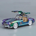 Uus 1:1/24 skaala miniatuurne sulamist 300SL retroauto m&auml;ngumudel, 4 avatavat ust, s&otilde;iduki heli ja valgus, auto lastekaitsep&auml;eva kingitus lilla